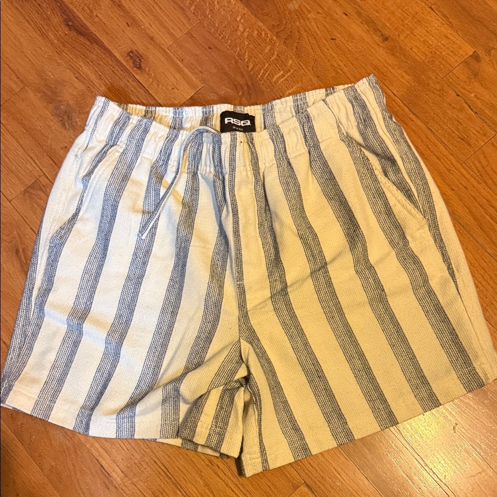 RSQ Blue and White Striped Drawstring Shorts